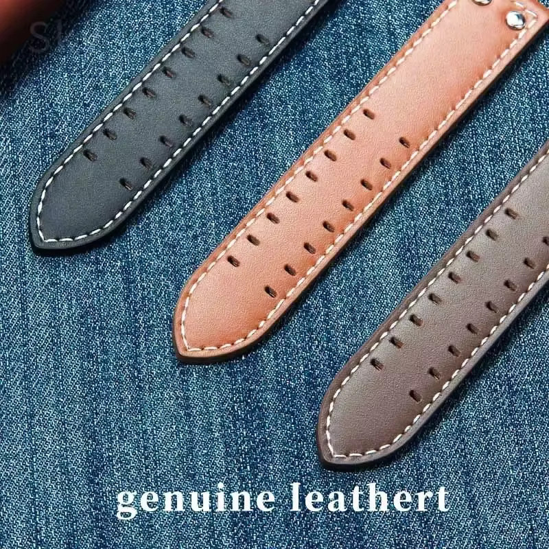 Uhrenarmband Leder, zweireihig, Schwarz, Herren - Bild 2