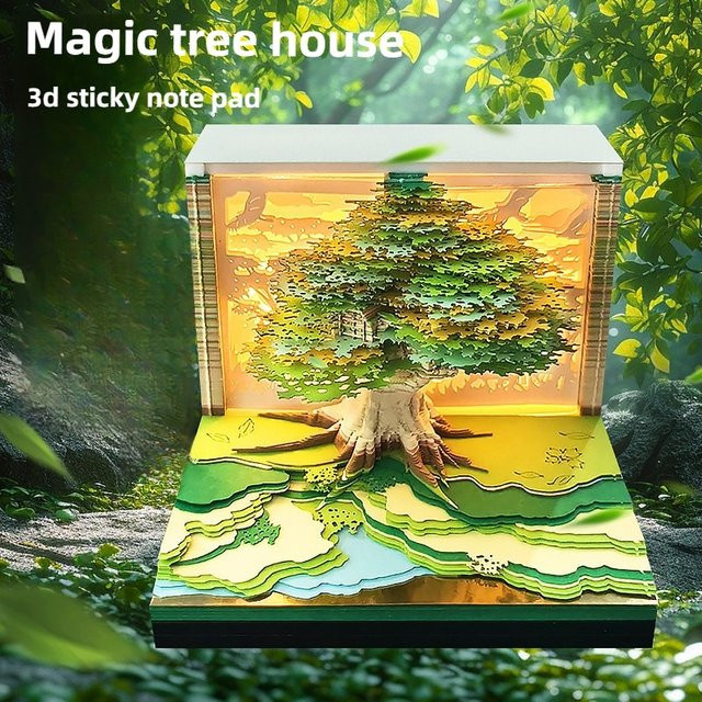 3D-Notizblock 2026 Kalender Desktop-Dekor Sakura Baumhaus in Multicolour - Bild 1