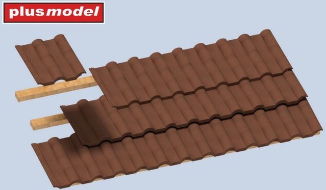 plusmodel Dachziegel Wellblech, Braun, 84-teiliges Set - Bild 1