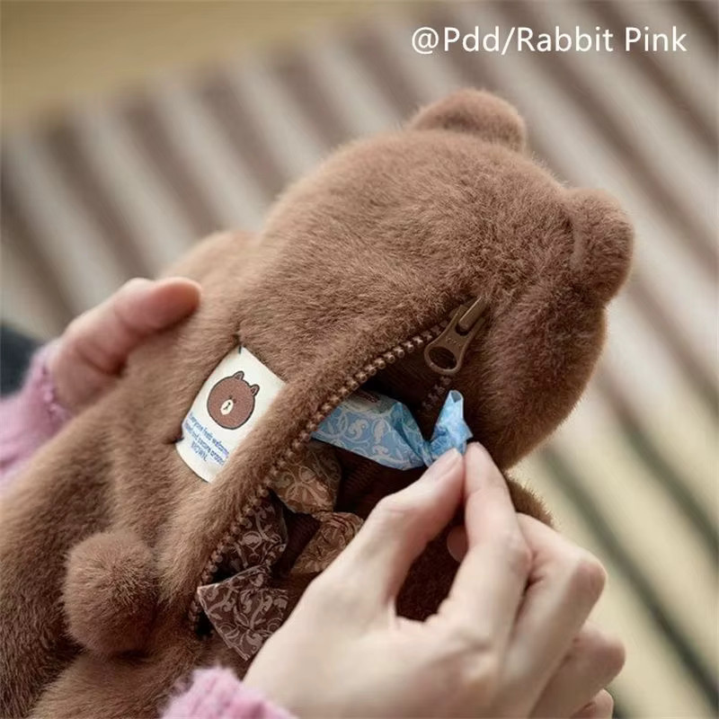 LINE FRIENDS Plüsch-Federmäppchen Braun mit großem Fassungsvermögen - Bild 3