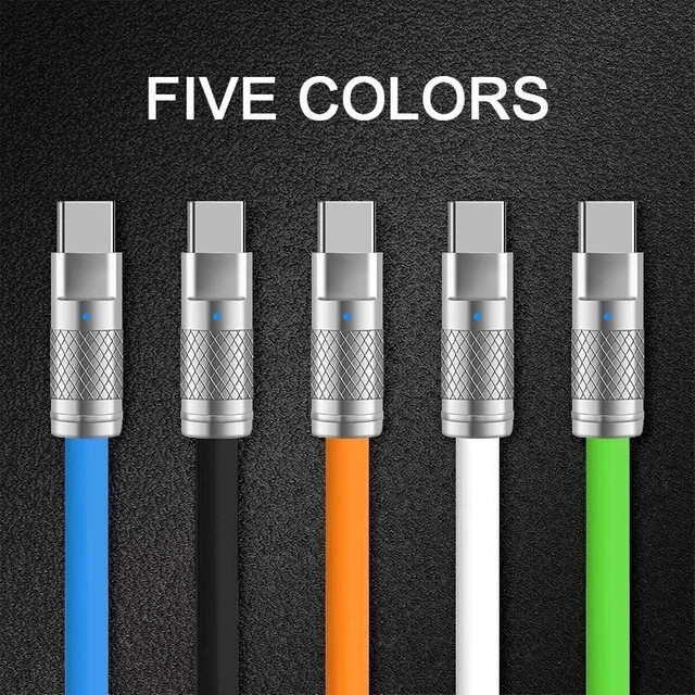 USB-C Schnellladekabel mit 120W und 6A aus Silikon in Orange für Xiaomi, Huawei und Samsung - Bild 1