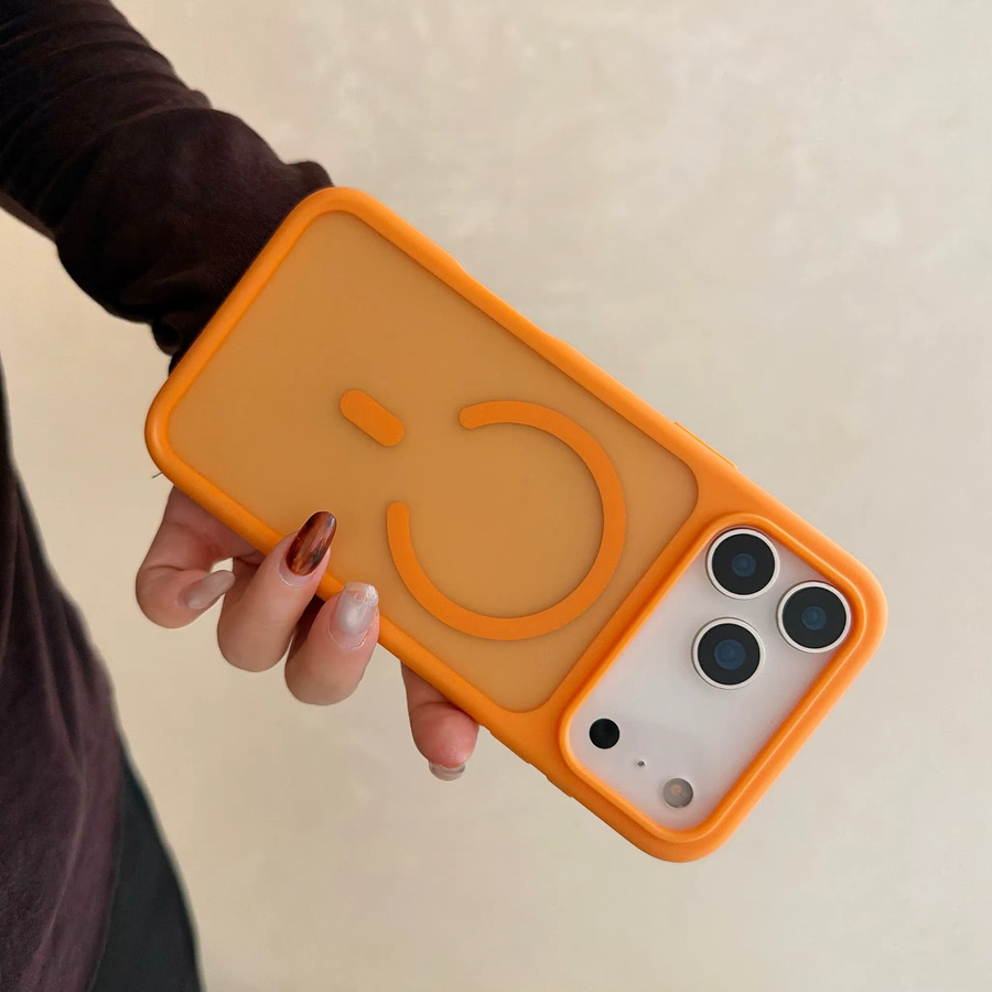 Matte stoßfeste MagSafe Handyhülle von NYFundas für iPhone 17 Pro Max, Air, 16 Plus, 15, 14, 13, 12 in Blau und Orange - Bild 3