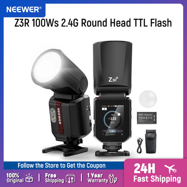 NEEWER Z3R 100Ws 2.4G TTL Rundkopf-Blitzgerät für Canon Nikon Sony, Schwarz, 1/8000s HSS mit Touchscreen und Godox-Kompatibilität - Bild 1