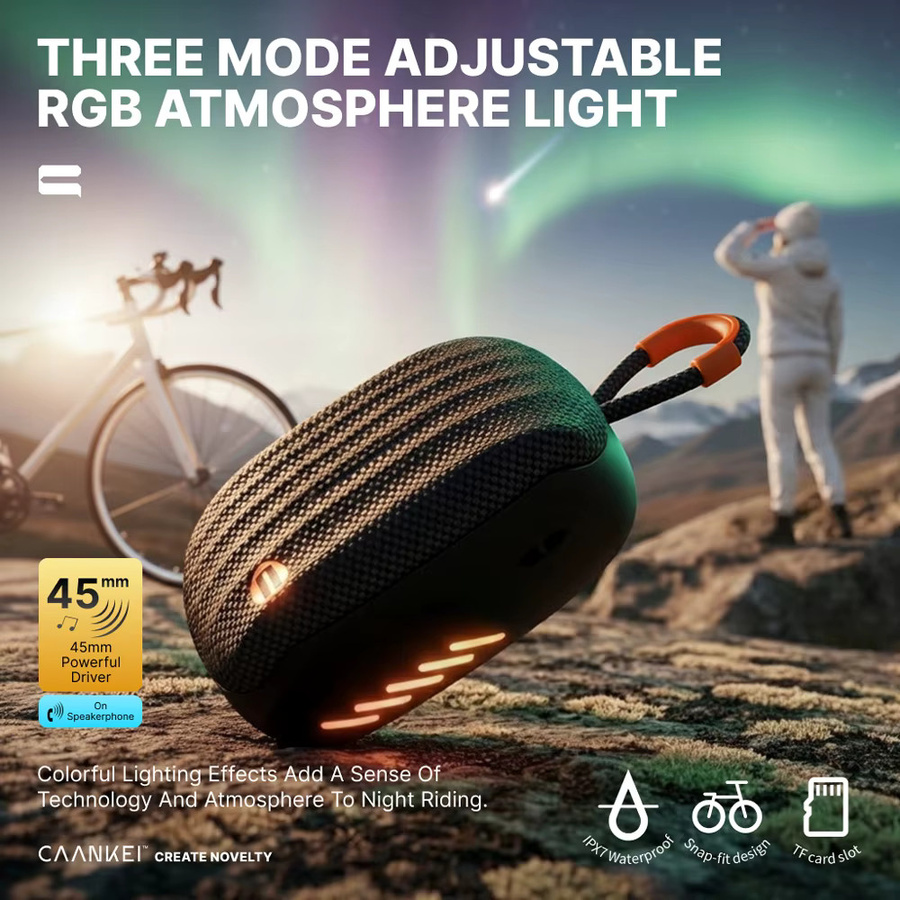 Eye4U Tragbarer Mini-Bluetooth-Lautsprecher mit Fahrradhalterung, IPX7 Wasserdicht, Kabelloser BT5.3 Lautsprecher mit Mikrofon und TWS-Unterstützung, Schwarz - Bild 5