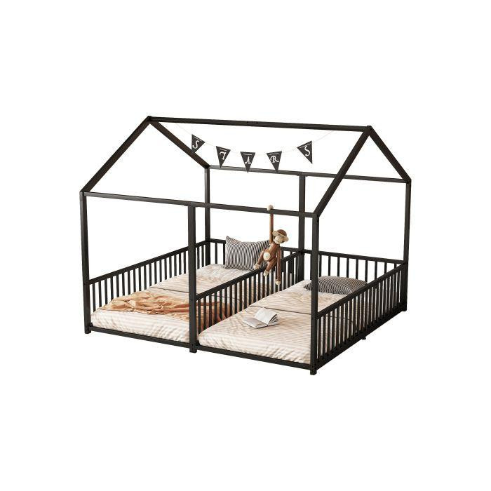 MUVOE Kinderbett in Hausform aus schwarzem Metall mit B/T: 90 x 200 cm - Bild 2