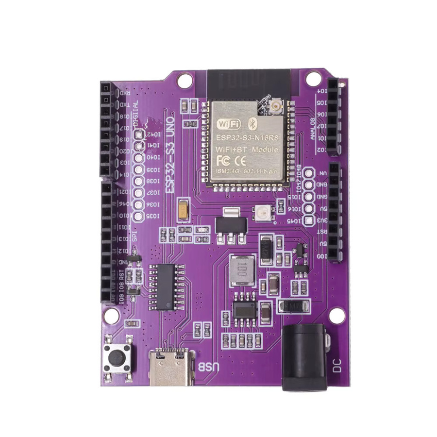 D1 ESP32-S3 Entwicklungsboard mit WiFi und Bluetooth, Uno R3 Formfaktor, N16R8 Modul in Lila - Bild 2