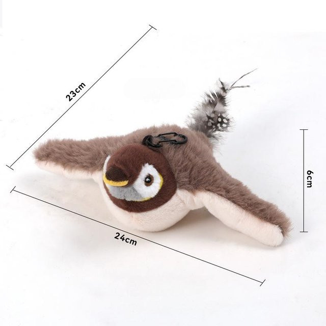 Katzenspielzeug aus Plüsch, elektrischer Spatz, schwingender Vogel, weiß - Bild 1