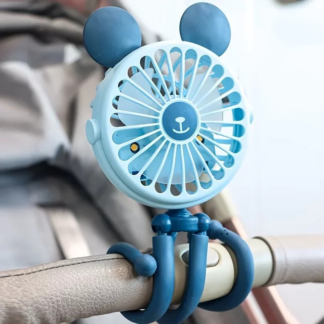 Tragbarer Octopus-Ventilator mit flexiblem Stativ und Clip, USB wiederaufladbar, Blau - Bild 1