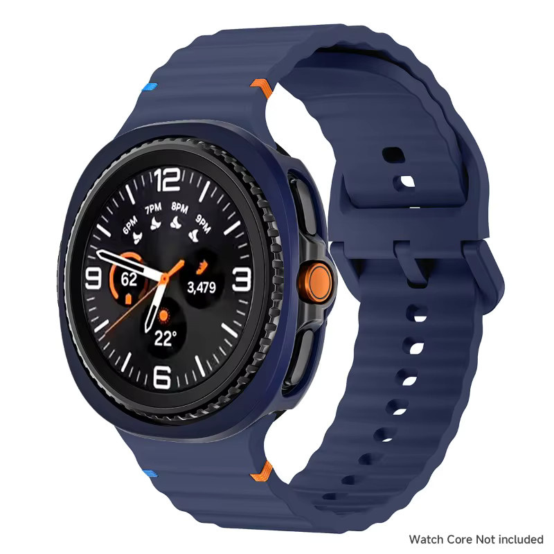 CAOWTAN Uhrenarmband und PC-Hülle für Samsung Galaxy Watch 8 Classic, 46 mm, Silikon, Schwarz - Bild 3
