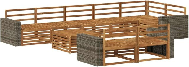 vidaXL Outdoor-Sofagarnitur aus Akazienholz mit 9 Teilen und Polstern in modernem Design - Bild 1