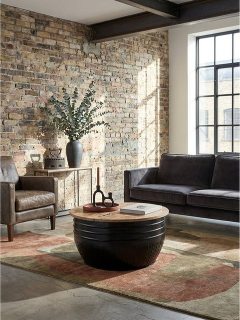 Couchtisch KADIMA DESIGN aus Mango Holz und Metall in Schwarz im Industrial Stil, B/T/H: 60 x 41 x 60 cm - Bild 1