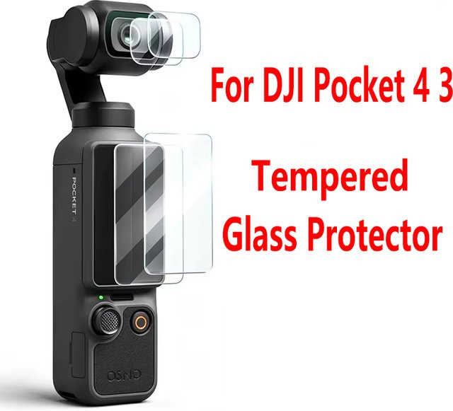 DJI OSMO Pocket 4 Schutzfolien-Set aus gehärtetem Glas: Kratzfeste Displayschutzfolie und Objektivfolie in Transparent - Bild 1