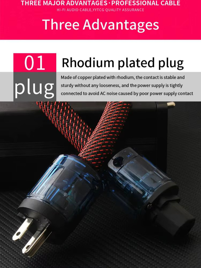 YYAUDIO Hi-Fi-Netzkabel aus sauerstofffreiem Kupfer für Audio-CD-Player, Röhren-Player und Leistungsverstärker - Bild 5