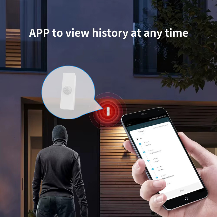 Tuya Smart Home WIFI Bewegungsmelder mit App-Steuerung und Alarmfunktion, kompatibel mit Alexa und Google Home, Weiß - Bild 2