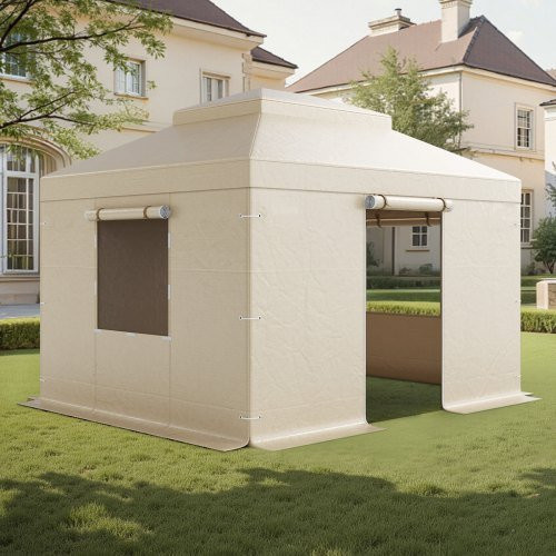 VEVOR Winterabdeckung für Pavillons mit Seitenwänden und Netzfenstern aus hochdichtem PE, B/T: 3,05 x 3,65 m - Bild 1