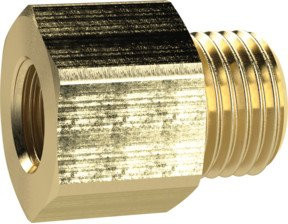 Riegler Reduziernippel lang aus Messing in Gold, G 1 a. auf G 1 1/4 i., SW 50 - Bild 1