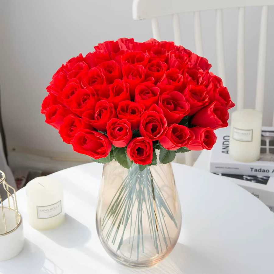 Smr Künstliche Seidenrosen in Rot für Hochzeitsdeko und Garten als DIY Geschenk oder Vasendekoration - Bild 2