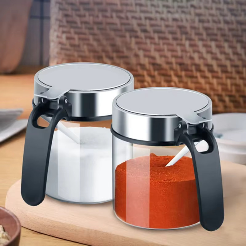 KEMORELA Gewürzglas Set mit Edelstahldeckel und Löffel, transparent - Bild 4