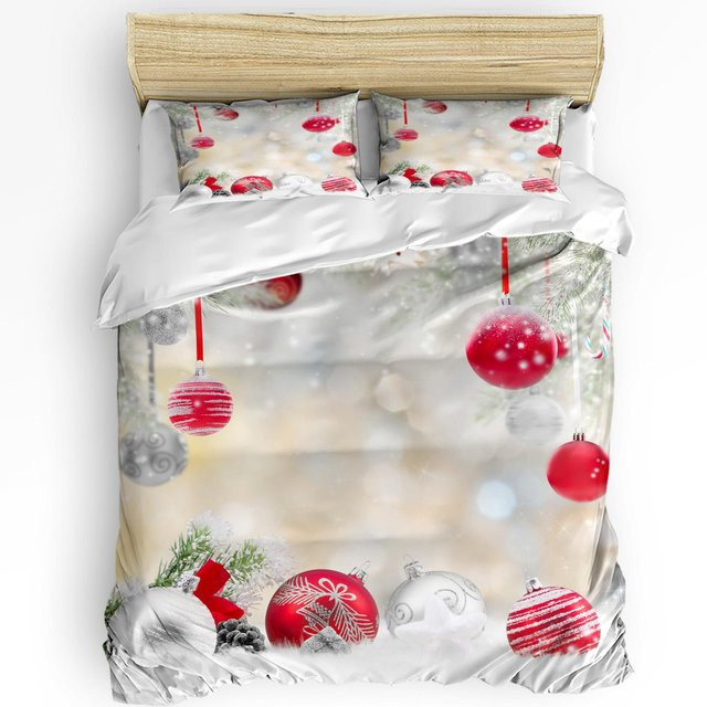 JMG Household Supplies 3-teiliges Bettwäscheset Weihnachten mit Schneeflocken und Glocken, Multicolor, Material: Mikrofaser, B/H: 135 x 200 cm - Bild 1