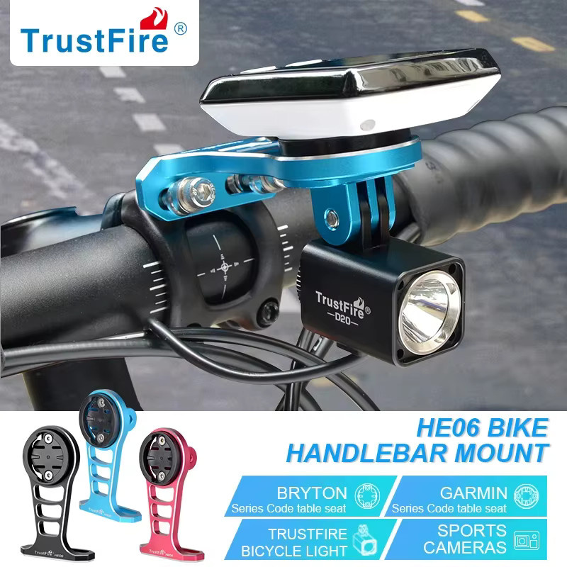 Trustfire HE06 Fahrradcomputer-Halterung aus Aluminiumlegierung in Schwarz für Garmin, Bryton und Cateye - Bild 2
