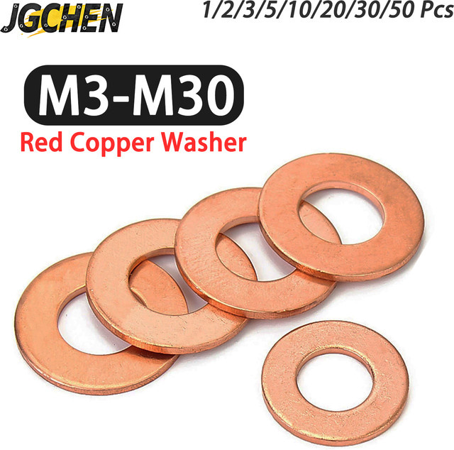 XMSJ Flachdichtungsscheibe DIN 7603 aus Messing in Rot Kupfer für Boot und Marine Anwendung - Bild 1