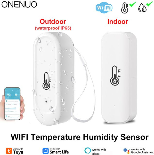 Tuya Smart WiFi Temperatur und Feuchtigkeit Sensor IP65 Wasserdicht in Weiß für Innen und Außen, kompatibel mit Alexa und Google Home - Bild 1