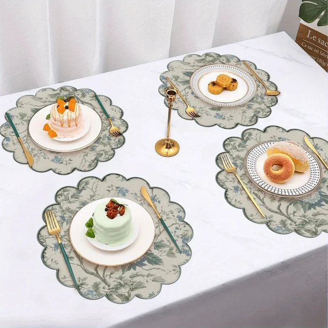 VIKAMA Tischset im französischen Retro-Blumen-Design, mehrfarbig, öl- und windbeständig - Bild 1