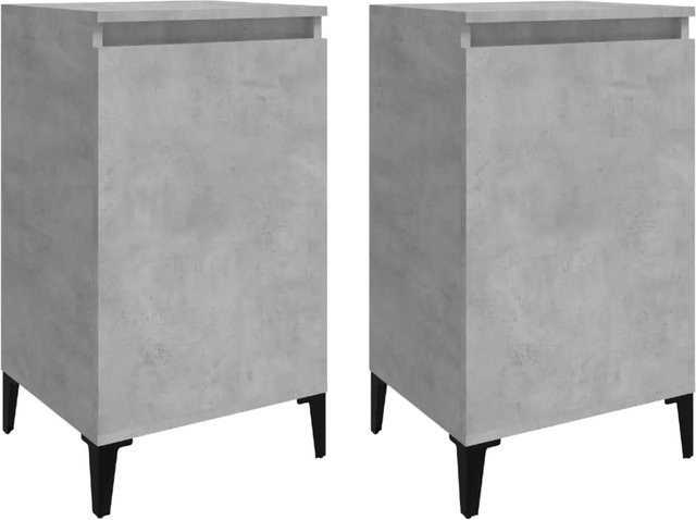 vidaXL Nachttische 2er Set Betongrau modern aus Holzwerkstoff und Metall B/T/H: 40 x 35 x 70 cm - Bild 1