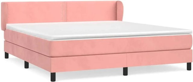 vidaXL Boxspringbett mit Matratze in Rosa aus Samt, Hybrid-Bett mit Taschenfederkern, B/T: 160 x 200 cm - Bild 1