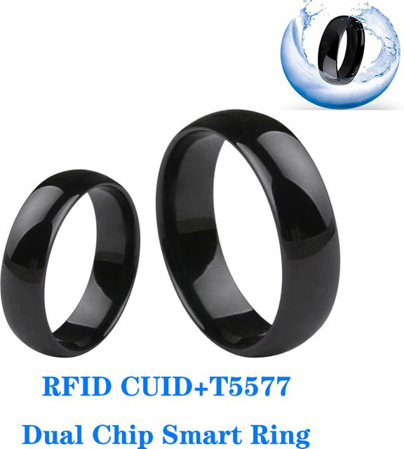 Anruhoo RFID Smart Chip Ring in Schwarz – Wiederbeschreibbarer Dual Frequency Ring T5577 + CUID für 125 kHz und 13,56 MHz ID IC Klonen für dich - Bild 1