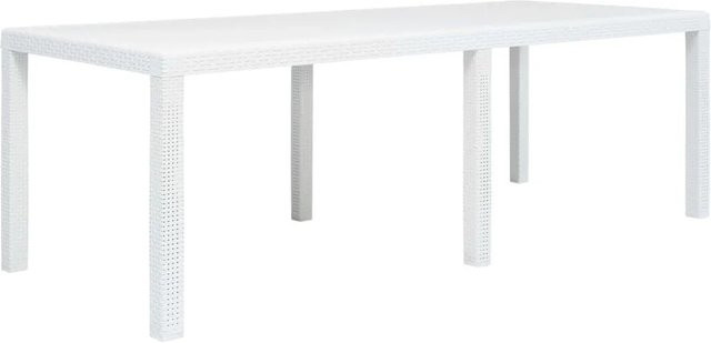 Furnicato Gartentisch in Weiß mit Rattan-Optik aus Kunststoff, B/T/H: 220 x 90 x 72 cm - Bild 1