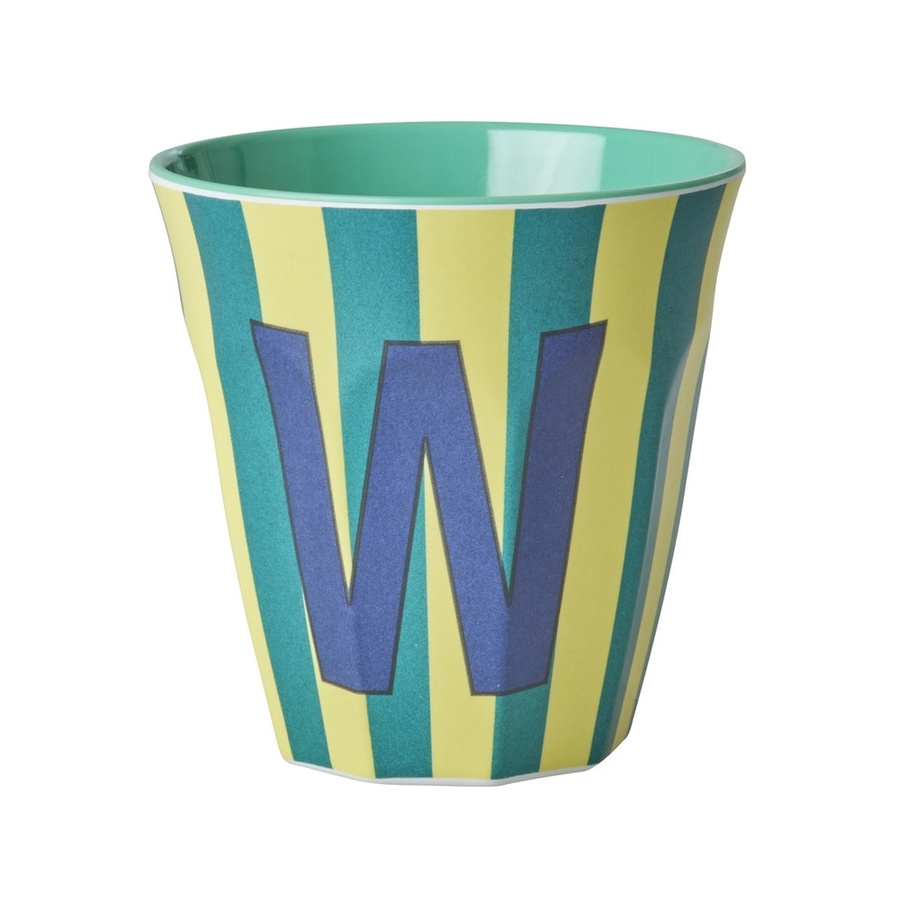 Rice Melamin Becher Buchstabe W mit Streifen in Blau, 250 ml - Bild 1