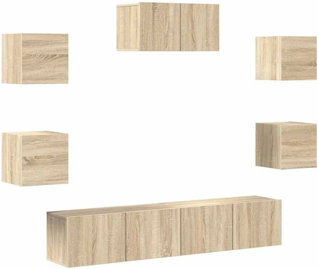 vidaXL 7-teiliges TV-Schrank-Set Sonoma-Eiche in Beige aus Holzwerkstoff für dein Wohnzimmer - Bild 1