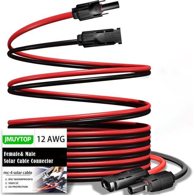JMUYTOP 12AWG Solarkabel Solar-Verlängerungskabel mit MC4 Buchse auf Stecker für Wohnmobil-Solaranlagen kompatibel mit Ecoflow, Jackery und Anker - Bild 1