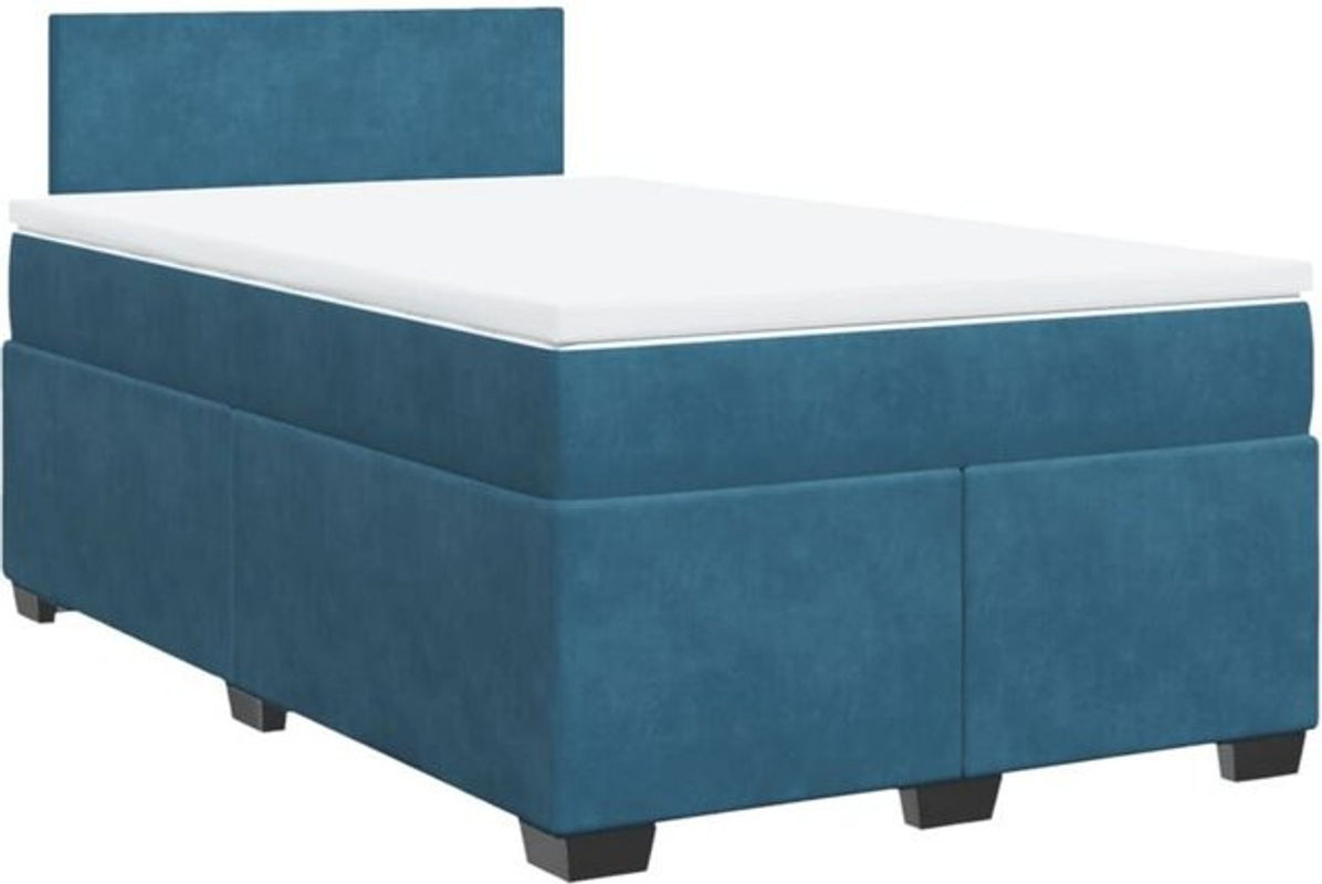 vidaxl Boxspringbett mit Matratze aus Samt in Blau, B/T/H: 200 x 120 x 100,5 cm - Bild 1