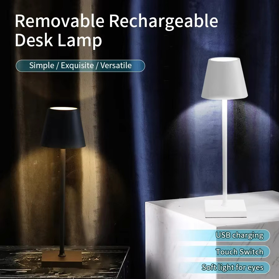 ATcomm LED-Schreibtischlampe in Weiß mit Touch-Schalter, USB wiederaufladbar und 3-farbiger CCT-Lichtsteuerung als Tischlampe und Nachtlicht - Bild 5