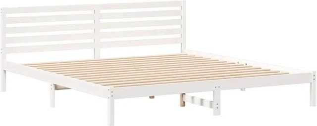 vidaXL Bettrahmen mit Kopfteil aus massivem Kiefernholz in Weiß, B/T/H: 200 x 225,5 x 205,5 cm - Bild 1