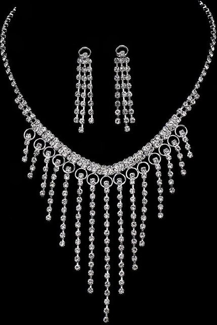 Schmuck-Set Halskette und Ohrringe, Silber, Zirkonia, Damen - Bild 1