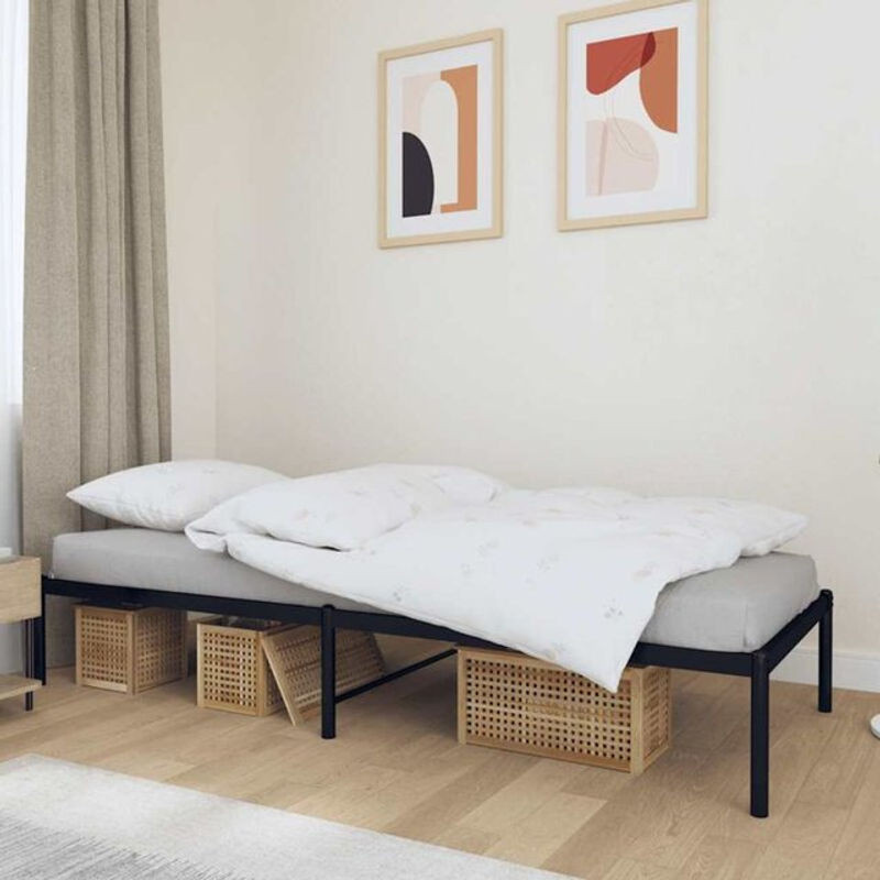 vidaXL Metallbett aus Stahl in Schwarz, minimalistisches Bettgestell B: 75 cm, L: 190 cm - Bild 1