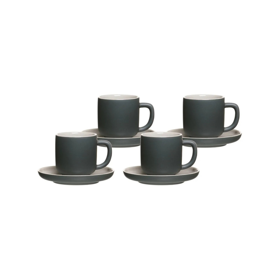 Ritzenhoff & Breker Jasper Espressotassen mit Untertassen aus Keramik, Grau, 4er Set, 100 ml - Bild 2