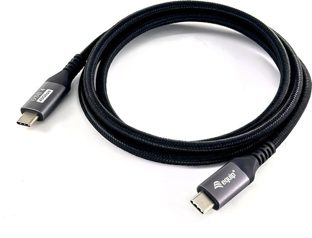 Equip USB 4 Gen 3 C zu C Kabel in Schwarz, 2,0 m Länge, 40 Gbps, PD3.1 240W und 8K/60Hz Unterstützung - Bild 1