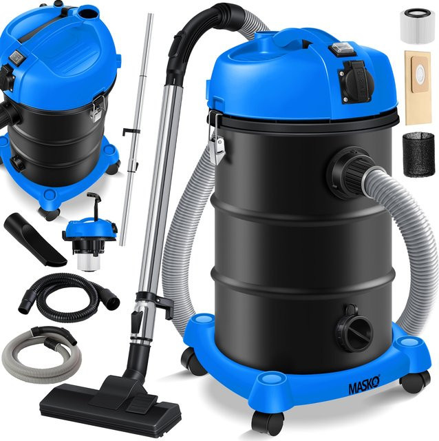 MASKO Industriestaubsauger 6in1 Nass- und Trockensauger mit 2300W, Aschesauger und Blasfunktion, Blau - Bild 1