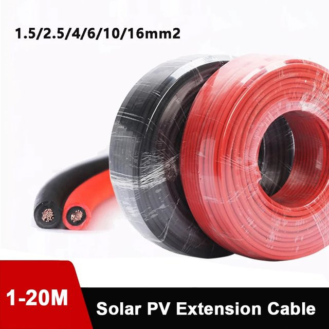 TAKORI Solarpanel-Verlängerungskabel aus verzinntem Kupfer mit Doppelmantel, schwarz-rot, für Solar-PV-Systeme - Bild 1