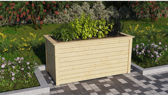 Karibu Hochbeet naturbelassen braun B/T/H: 89,0 x 173,0 x 82,0 cm - Bild 1