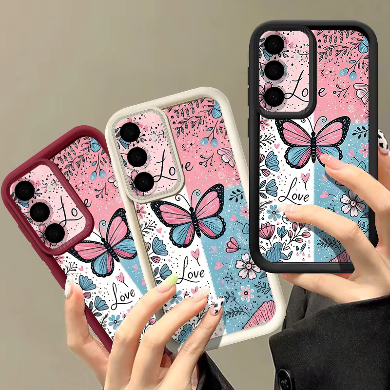 Schutzhülle mit Schmetterling-Blumen-Muster für Samsung Galaxy S25 S24 S23 Ultra S22 Plus S21 FE aus weichem TPU Silikon in Weiß und Multicolour - Bild 2