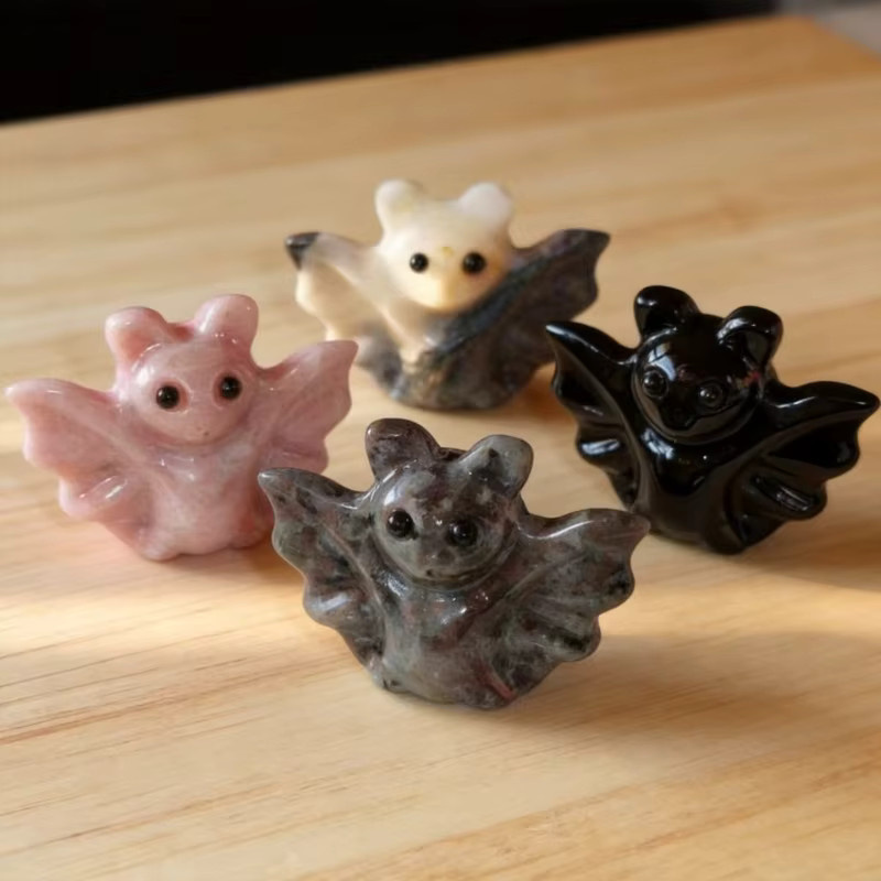 CrystalHola Fledermaus-Dekoration aus natürlichem Kristall-Rohstein in Multicolour für DIY-Schnitzereien und Heimdekoration - Bild 3