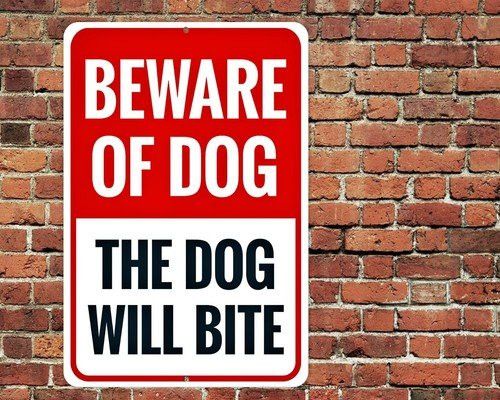 Potdemiel Warnschild Beware Of Dog The Will Bite aus Aluminium, B: 30,5 cm, H: 20,3 cm - Bild 1