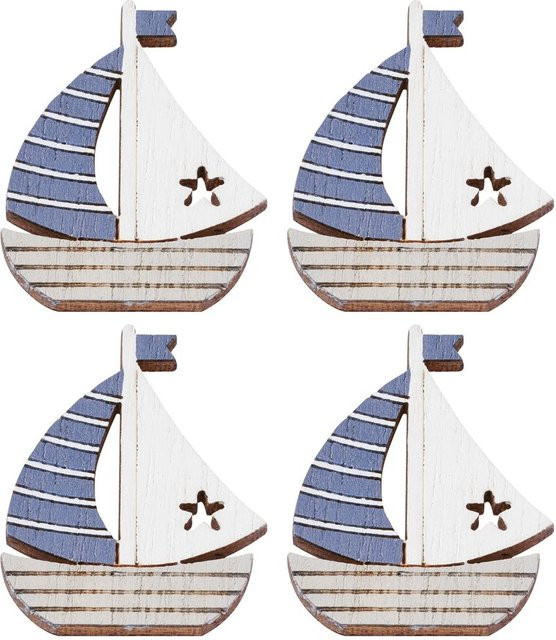 HobbyFun Streuteile Segelboot Juist in Grau, Weiß und Blau aus Holz - Bild 1