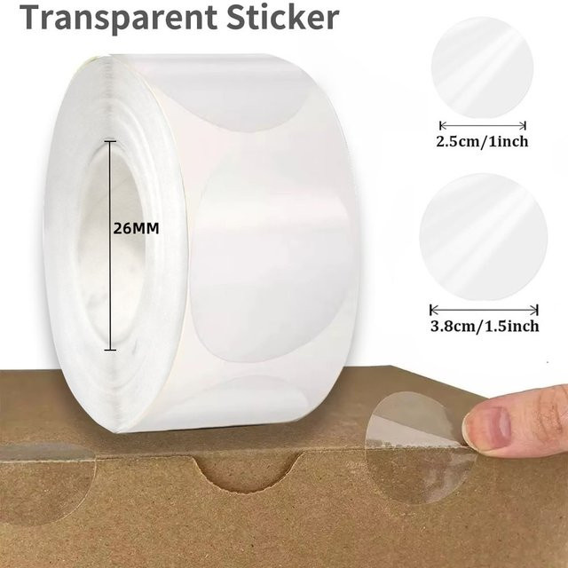 Haile Transparente Runde Aufkleber Selbstklebende Wasserdichte Verpackungsetiketten für Umschläge und Mehrzweckanwendungen - Bild 1