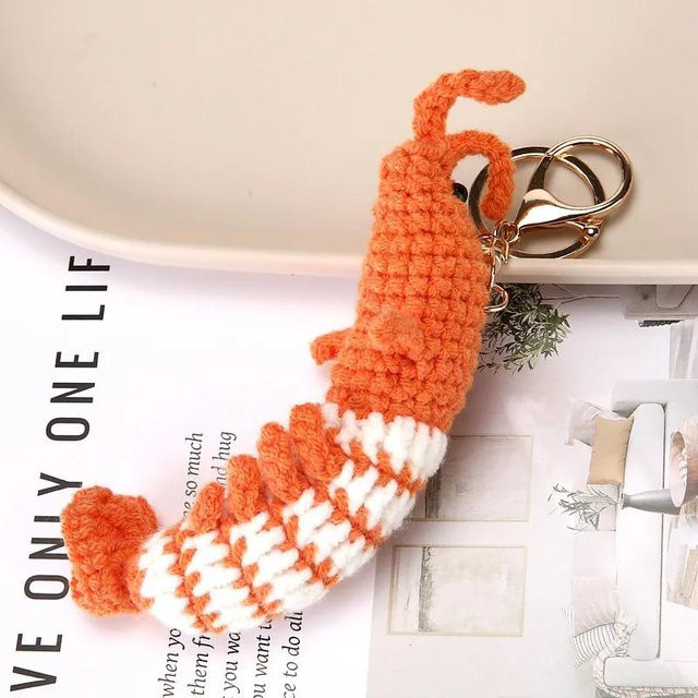 Rd lala Taschenanhänger, Garnelen, Handgestrickt, Orange, Unisex - Bild 1